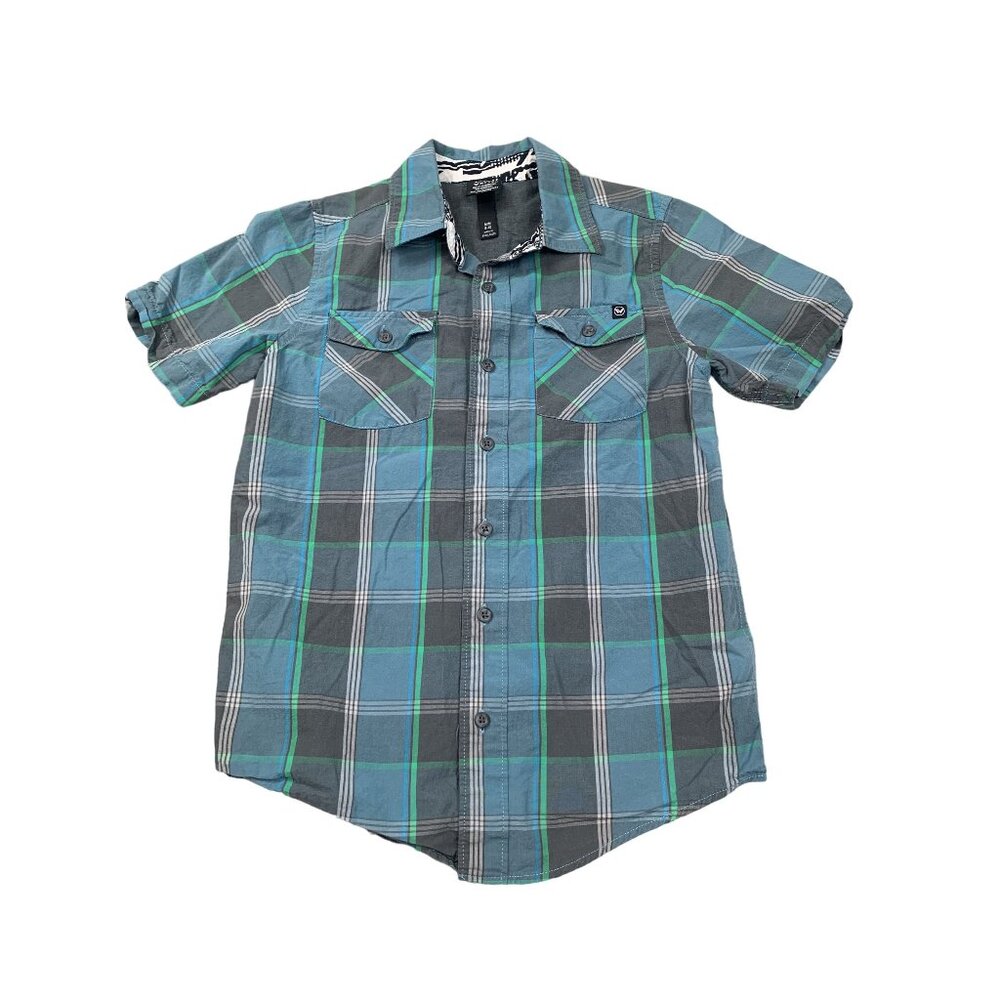 Shaun White Boys medium 8-10 Plaid Shirt Blue/Green snowboarder skateboarder